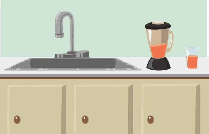 Handige keukenmachines - blender-op-keukenaanrecht-tekening