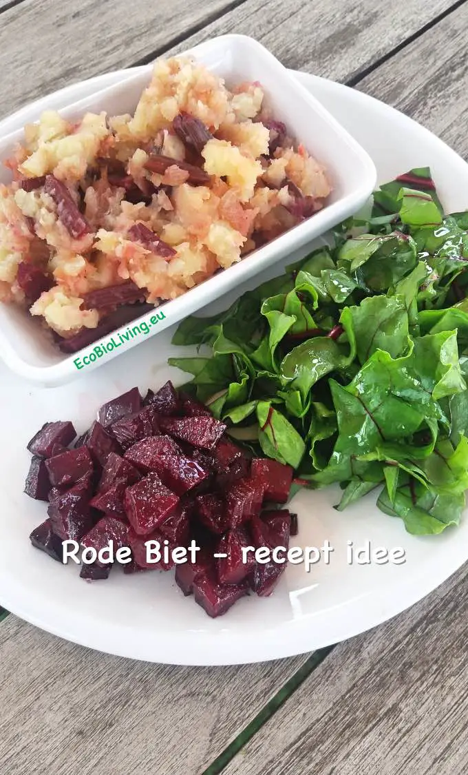 Rode Biet recept idee voor maaltijd van bietenblad, stengel en knol