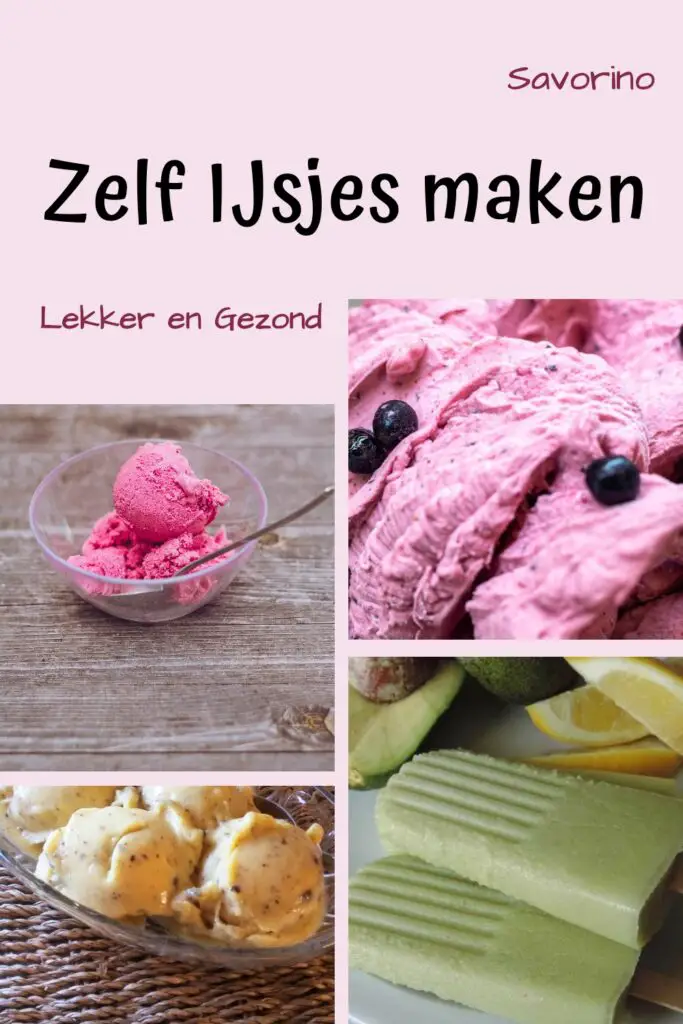 Zelf gezonde ijsjes maken - collage met voorbeelden van zelfgemaakte ijsjes